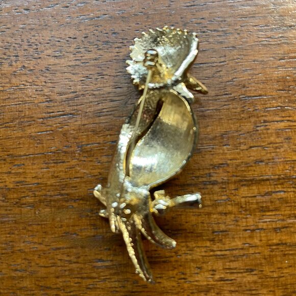 Vintage Gold-Tone  and Purple Bird Brooch – Retro Statement Pin - Picture 3 of 3